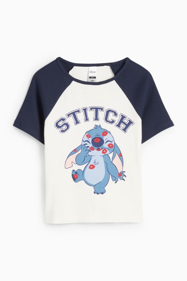Enfants filles - Lilo & Stitch - T-shirt - côtelé - blanc / bleu