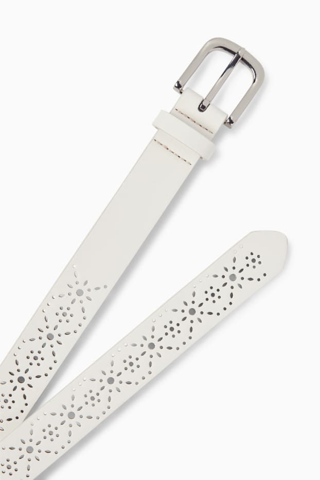 Damen - Gürtel - Lederimitat - cremeweiss