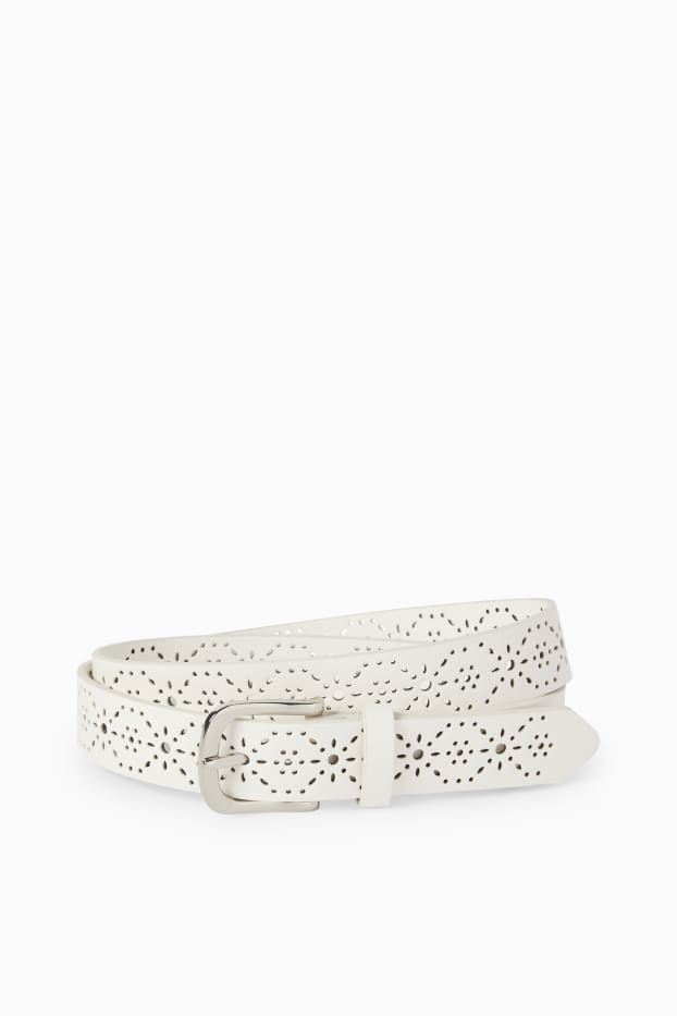 Damen - Gürtel - Lederimitat - cremeweiss