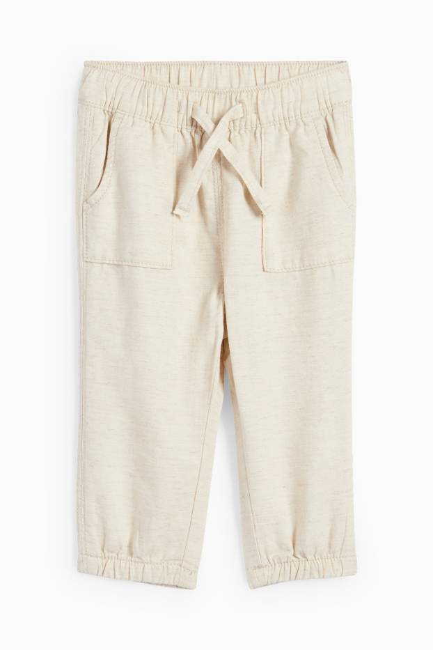 Baby: jongens - Baby-outfit - 2-delig - licht beige