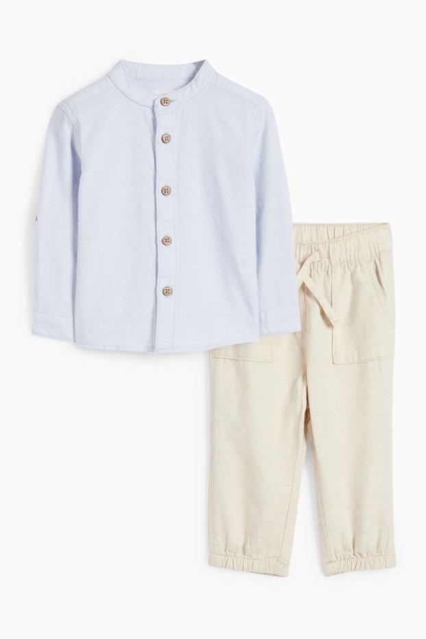 Baby: jongens - Baby-outfit - 2-delig - licht beige