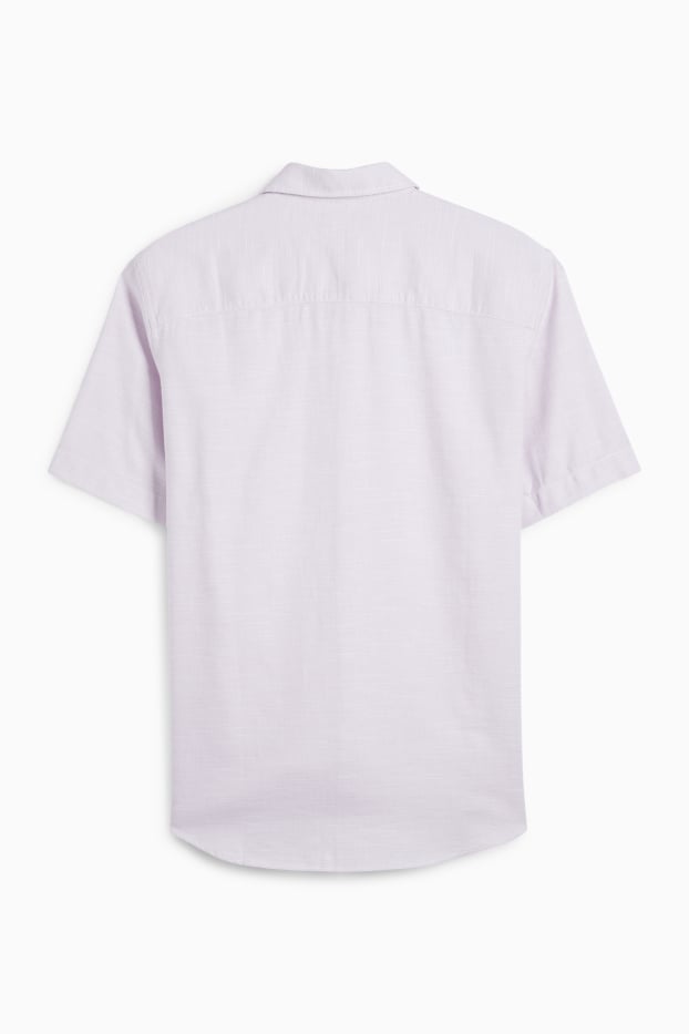 Uomo - Camicia - regular fit - collo all'italiana - viola chiaro