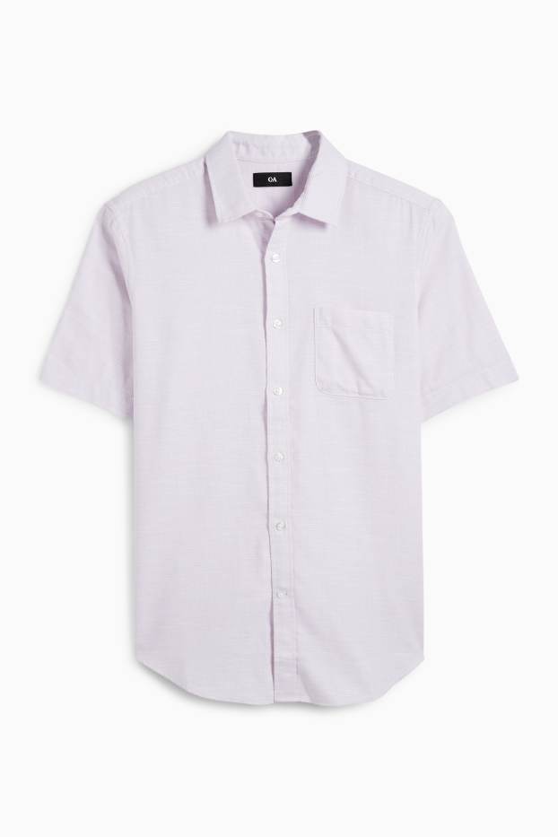 Uomo - Camicia - regular fit - collo all'italiana - viola chiaro