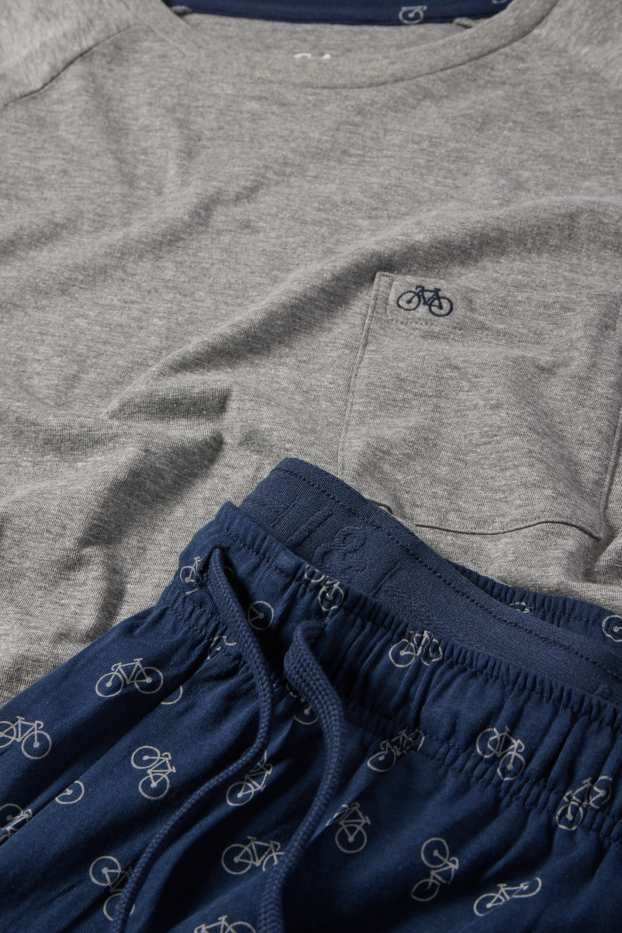 Herren - Shorty-Pyjama - dunkelblau / grau