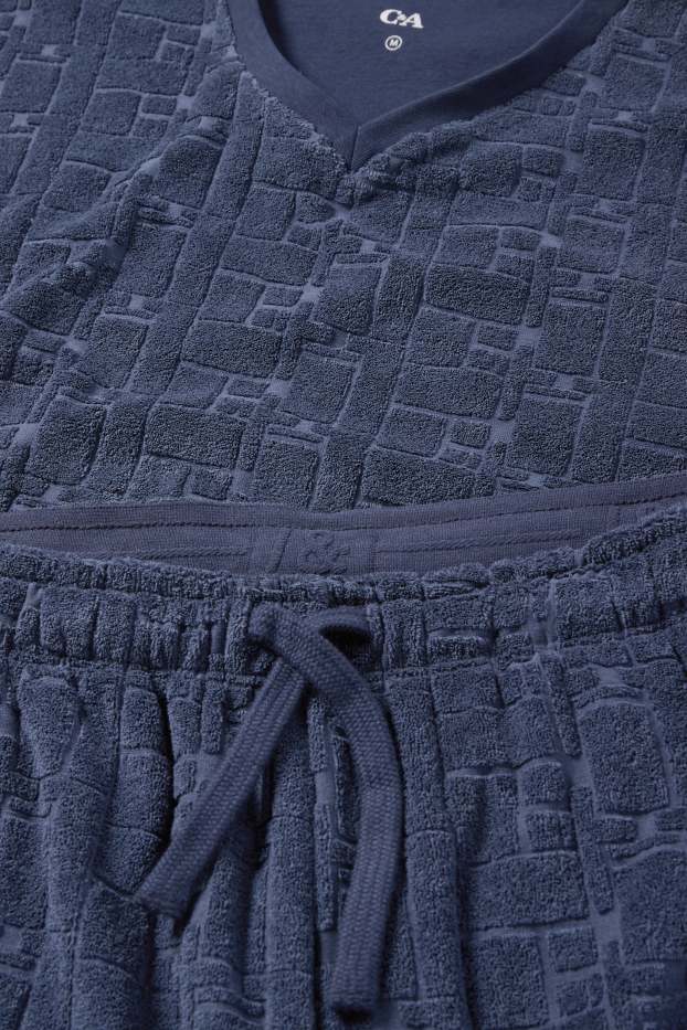 Herren - Frottee-Shorty-Pyjama - strukturiert - dunkelblau