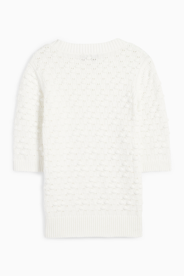 Damen - Pullover - strukturiert - cremeweiss