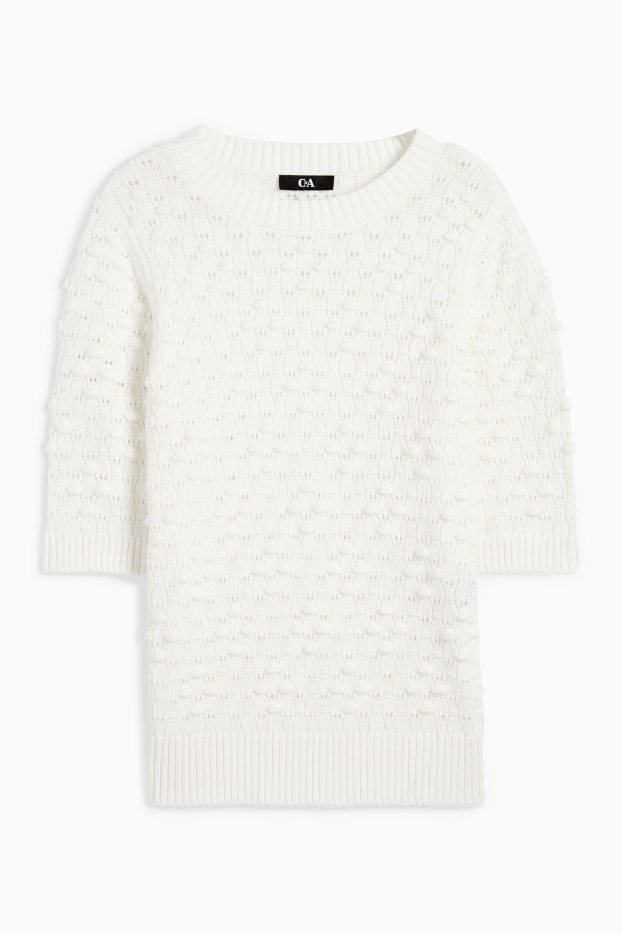 Damen - Pullover - strukturiert - cremeweiss