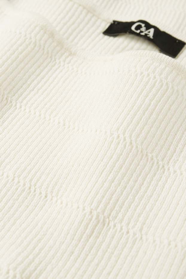 Femmes - Pull - texturé - blanc crème