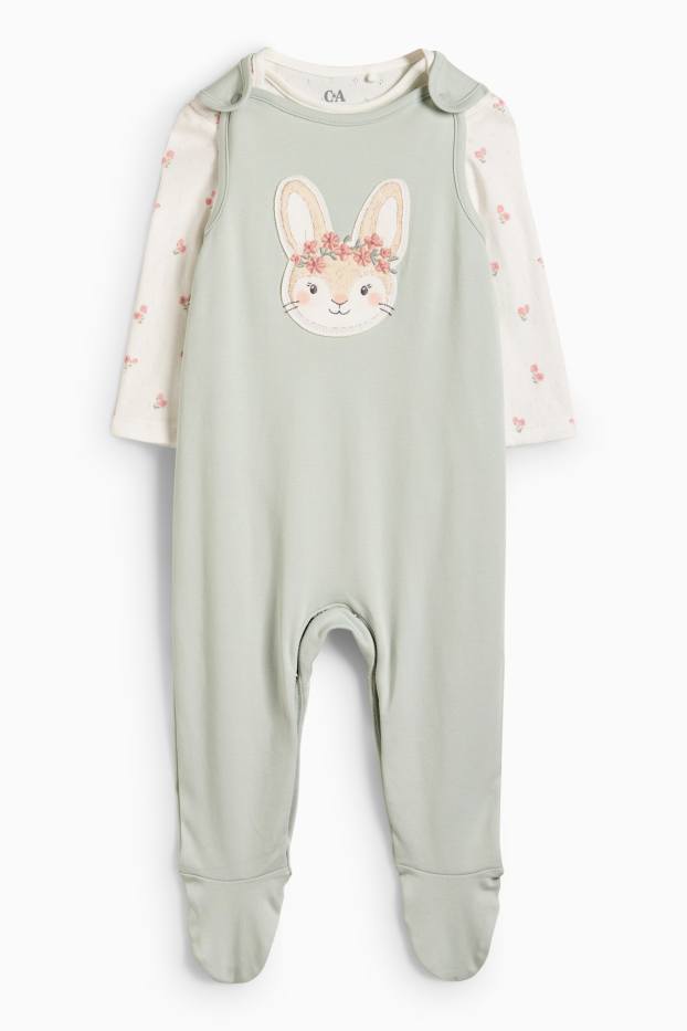 Neonate - Coniglietto - set con tutina - 2 pezzi - verde menta