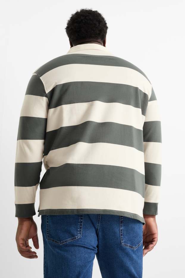 Herren - Poloshirt - gestreift - grün / beige