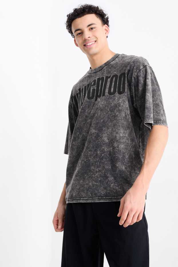 Men - T-shirt - oversized - dark gray
