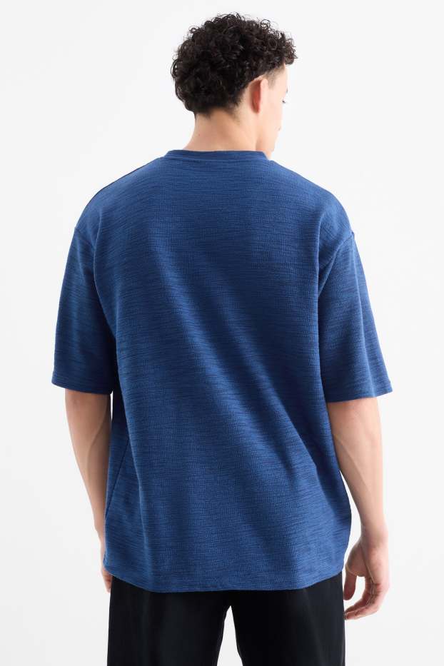Bărbați - Tricou - supradimensionat - structurat - albastru închis