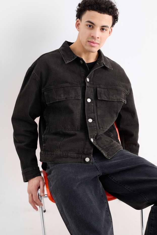 Herren - Oversized-Jeansjacke - dunkeljeansgrau