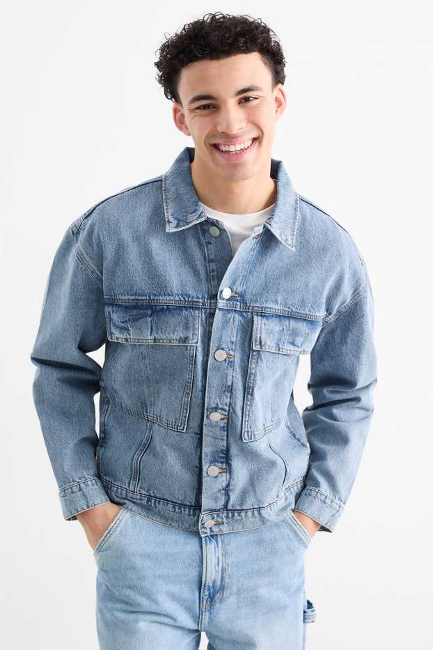 Herren - Oversized-Jeansjacke - helljeansblau