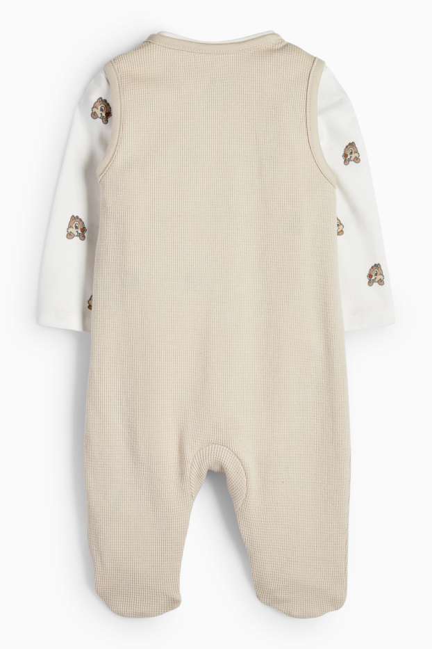 Unisexe - Tic et Tac - ensemble avec grenouillère - 2 pièces - beige clair