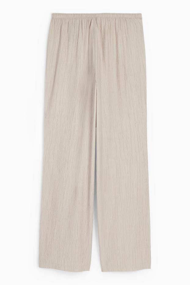 Damen - Stoffhose - Mid Waist - Wide Leg - grau