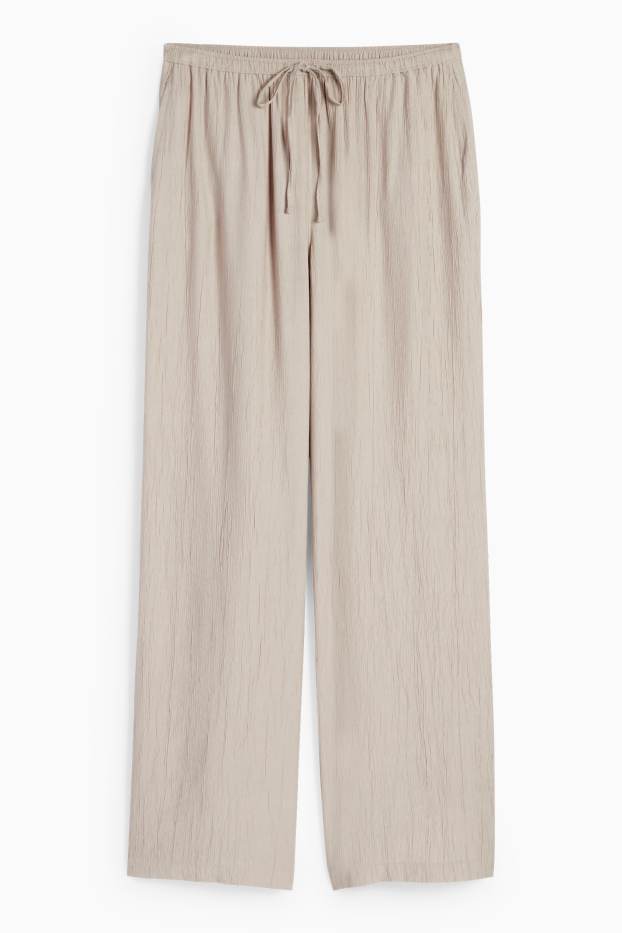 Damen - Stoffhose - Mid Waist - Wide Leg - grau