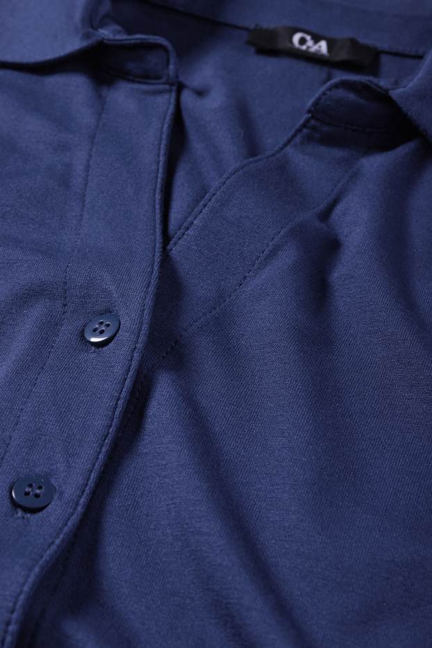 Damen - Strick-Poloshirt - dunkelblau