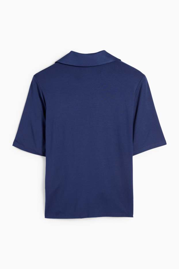 Damen - Strick-Poloshirt - dunkelblau