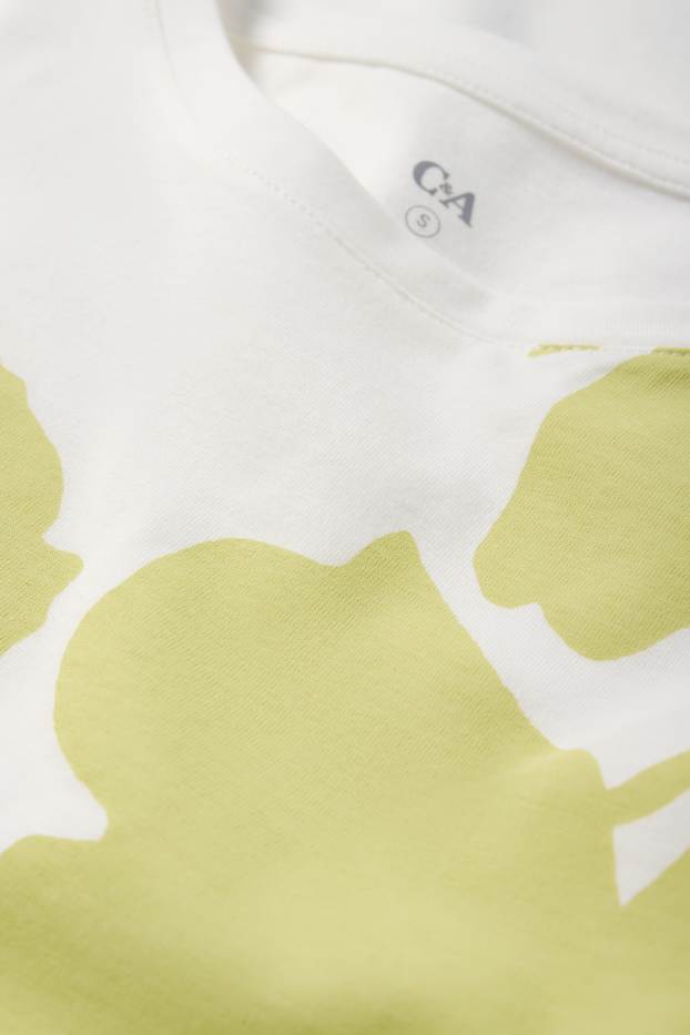 Femmes - T-shirt - vert / blanc crème