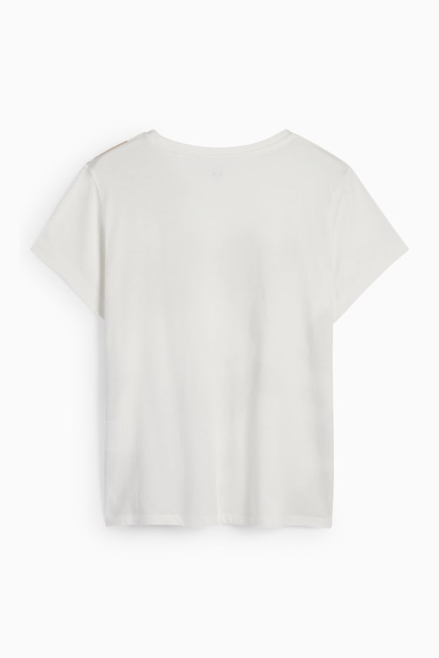 Damen - T-Shirt - weiß / beige