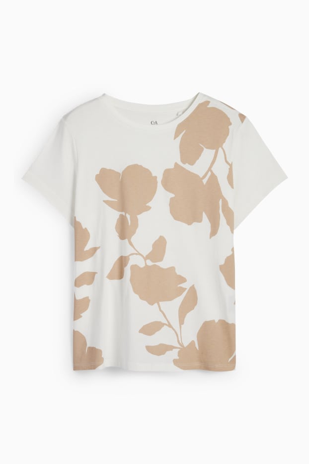 Damen - T-Shirt - weiß / beige