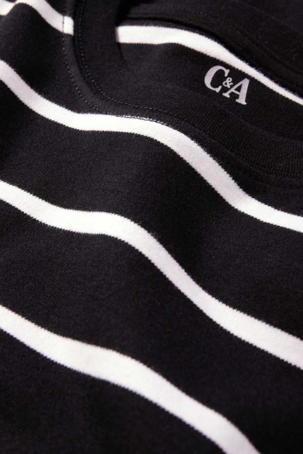 Femmes - T-shirt - oversize - à rayures - noir / blanc