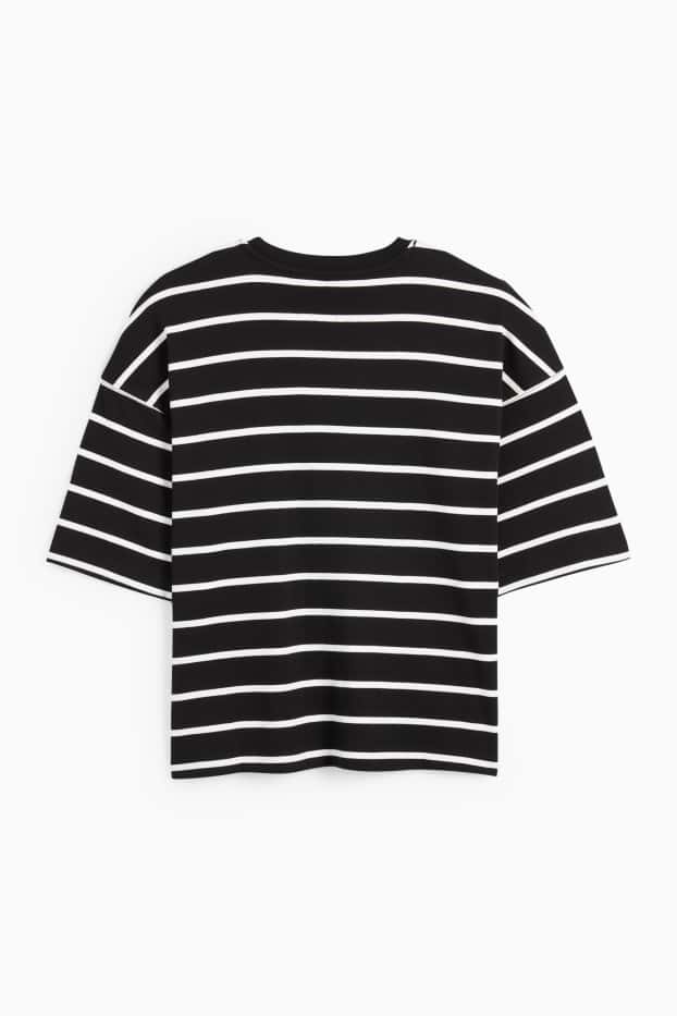 Femmes - T-shirt - oversize - à rayures - noir / blanc