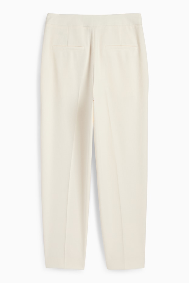 Femei - Pantaloni de stofă - talie înaltă - cigarette fit - alb-crem