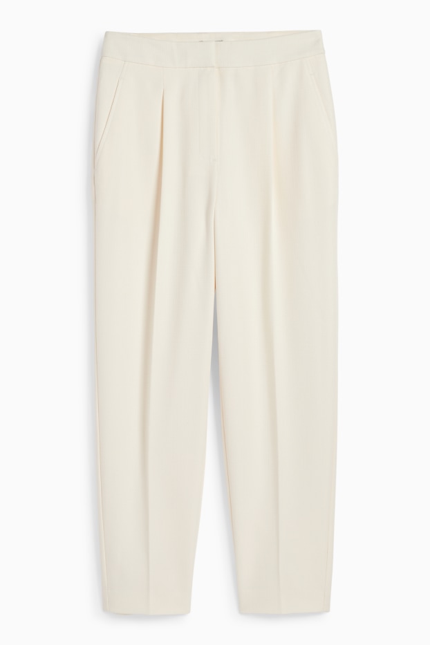 Femei - Pantaloni de stofă - talie înaltă - cigarette fit - alb-crem