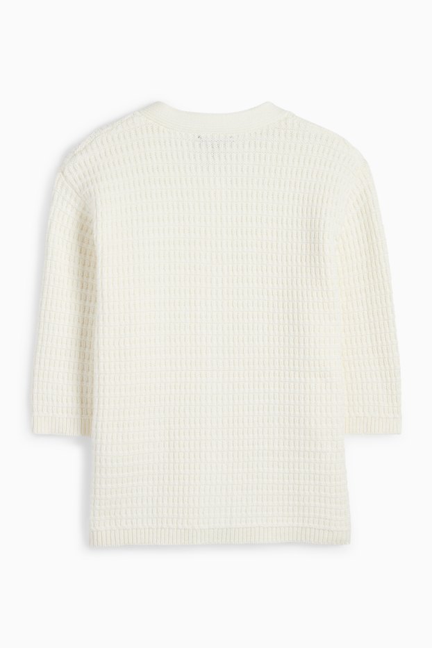 Damen - Strickjacke - strukturiert - cremeweiß