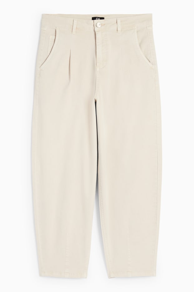 Dames - Barrel jeans - high waist - licht beige