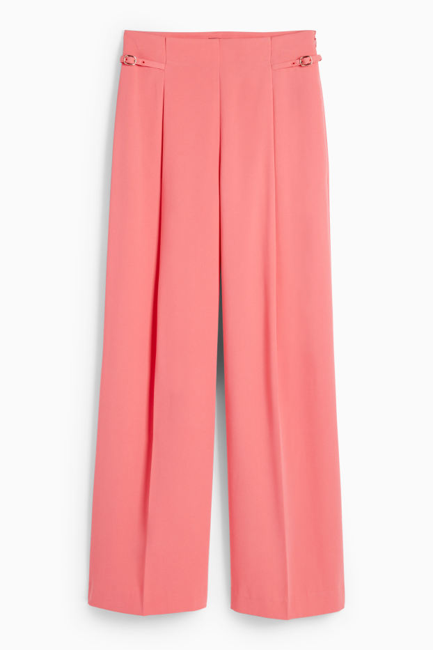 Femmes - Pantalon de bureau - high waist - wide leg - rose