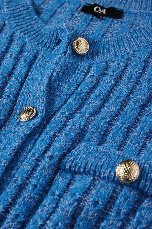 Damen - Strickjacke - Zopfmuster - blau