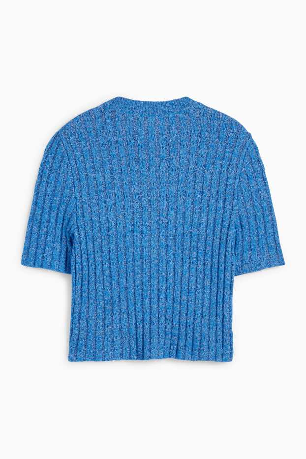 Damen - Strickjacke - Zopfmuster - blau