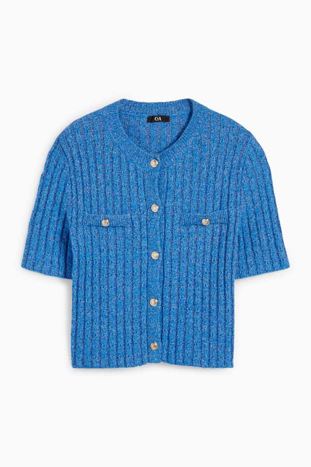 Damen - Strickjacke - Zopfmuster - blau