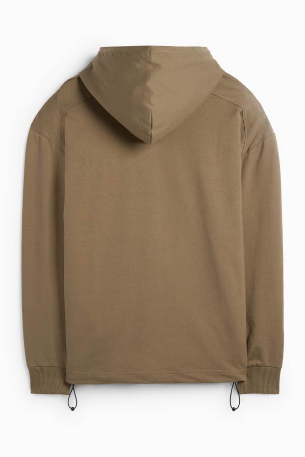 Hommes - Sweat à capuche de sport oversize - marron foncé