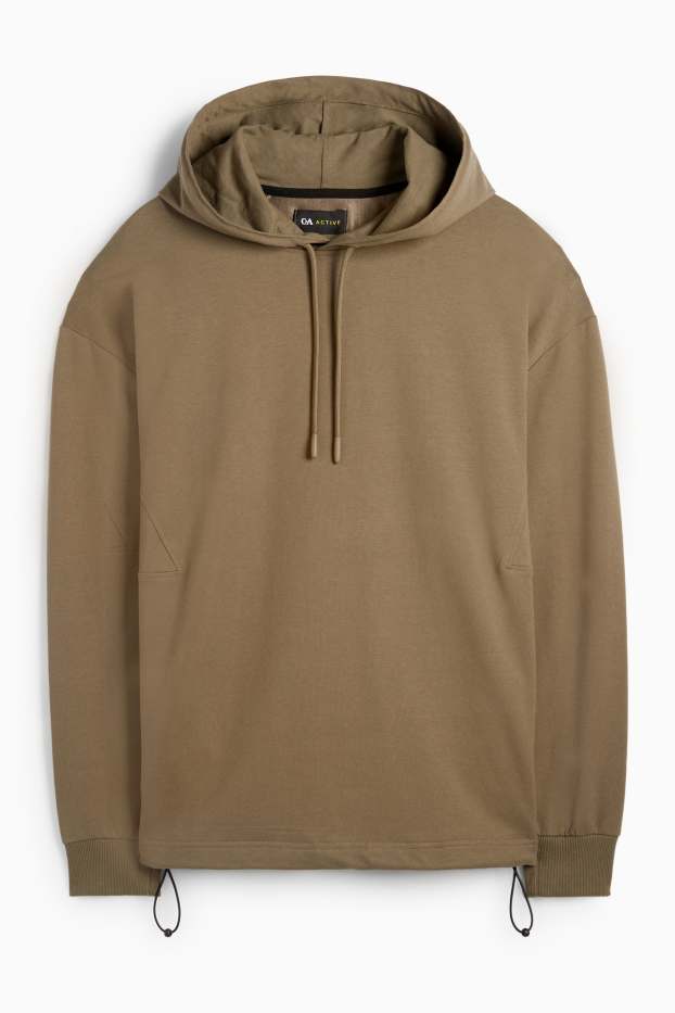 Hommes - Sweat à capuche de sport oversize - marron foncé