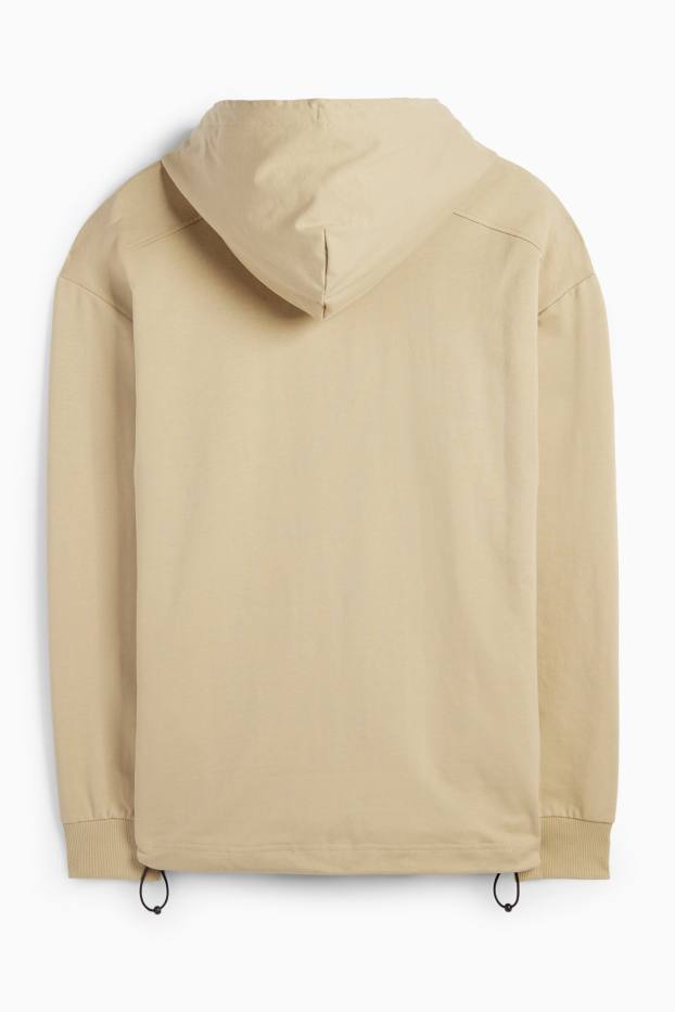 Hommes - Sweat à capuche de sport oversize - beige