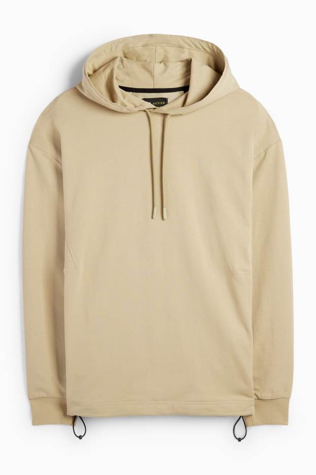 Hommes - Sweat à capuche de sport oversize - beige