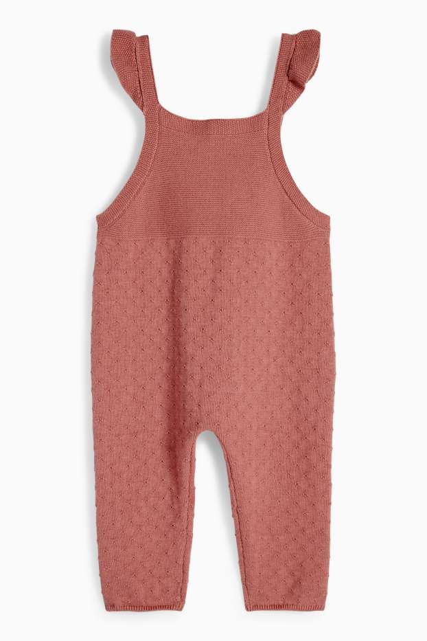 Baby Mädchen - Blümchen - Baby-Outfit - 2 teilig - dunkelrosa
