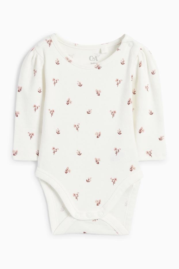 Baby Mädchen - Blümchen - Baby-Outfit - 2 teilig - dunkelrosa