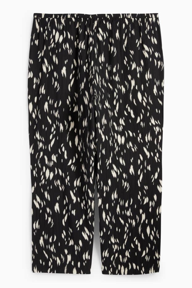 Femmes - Pantalon de toile - high waist - wide leg - à motif - noir