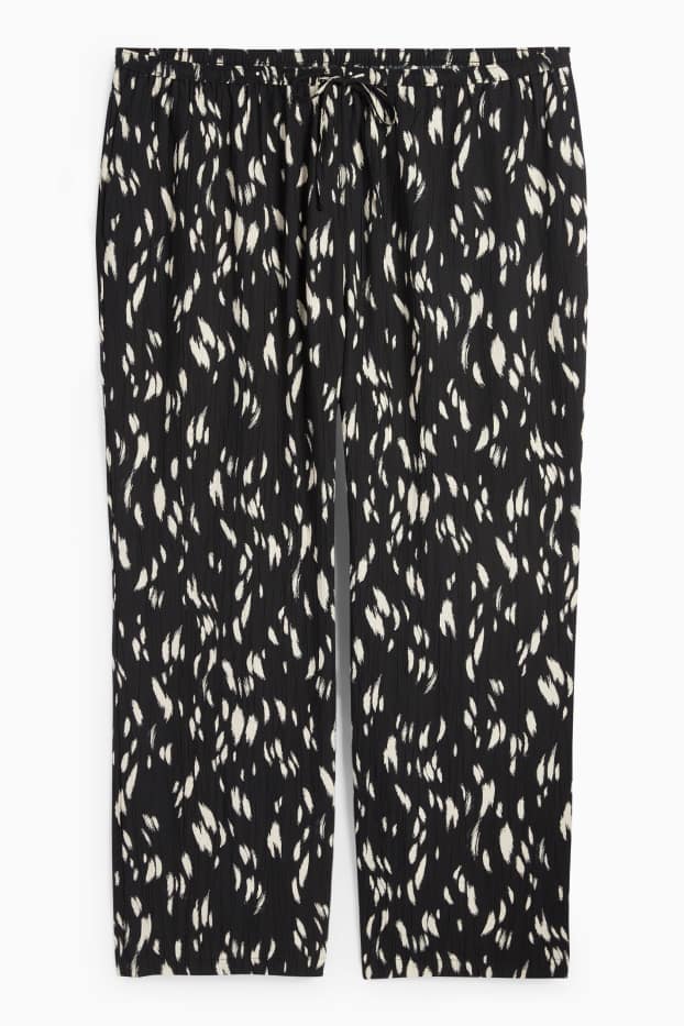 Femmes - Pantalon de toile - high waist - wide leg - à motif - noir