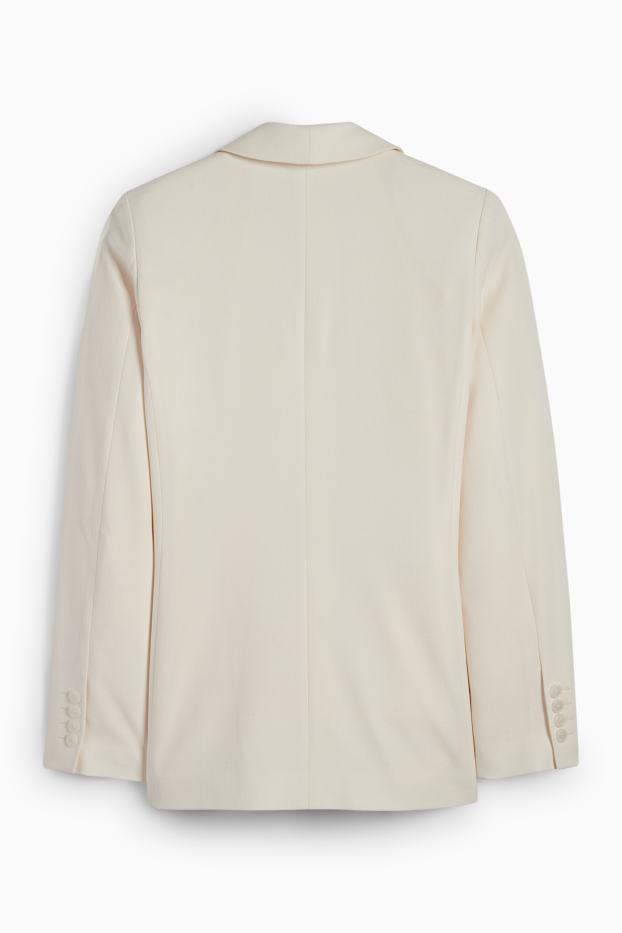 Donna - Blazer lungo - regular fit - tramato - bianco crema