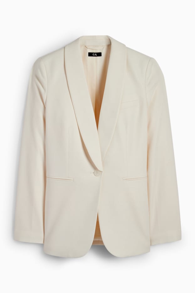Donna - Blazer lungo - regular fit - tramato - bianco crema