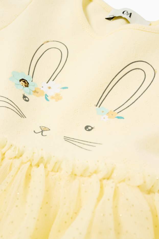 Kinder Mädchen - Hase - Kleid - hellgelb