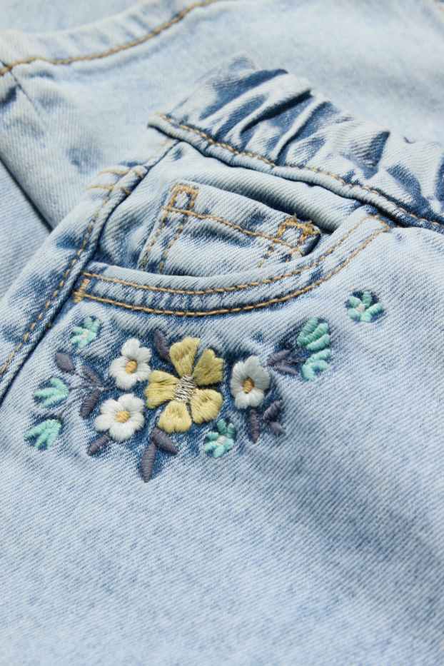Enfants filles - Fleurs - jean de coupe évasée - LYCRA® - jean bleu clair