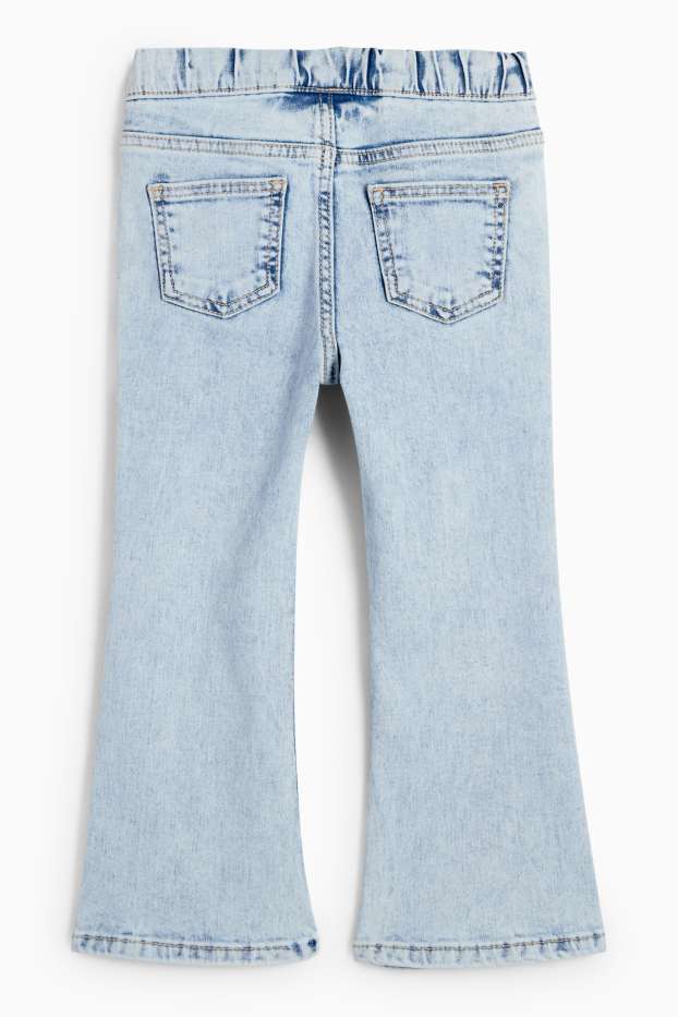 Enfants filles - Fleurs - jean de coupe évasée - LYCRA® - jean bleu clair