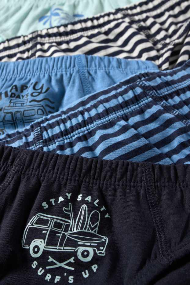 Enfants garçons - Lot de 5 - autos et surf - slips - bleu